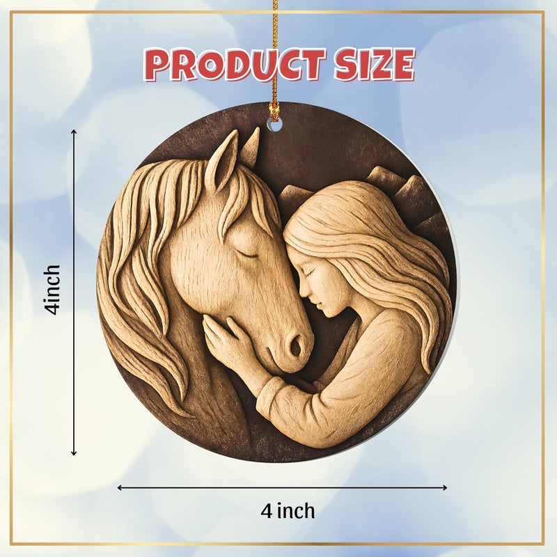Hutato Horse Ornament for Christmas – Horses Gifts for Women, Girls, Acrylic Decoration, Hugging Horse Christmas Tree Ornaments, Horses Lover Gift, Xmas Tree Decoration, Rustic Farmhouse - Image 5